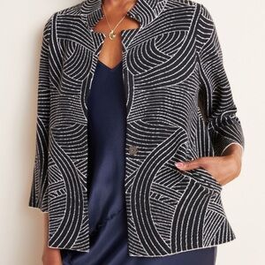 by Anthropologie Pietra Black & White Women's Knit Jacket • S